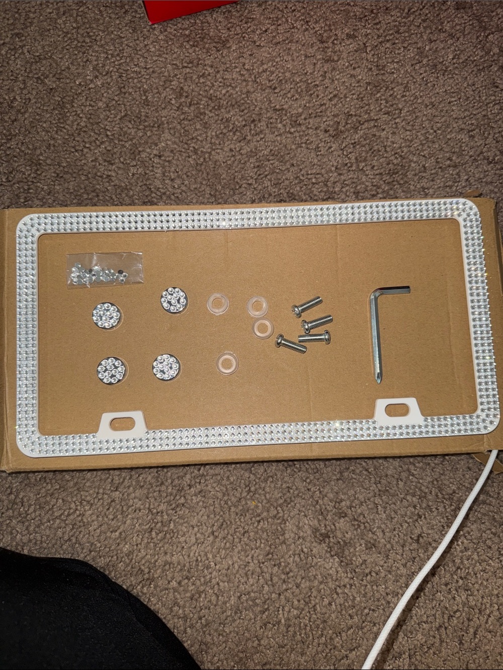 White Rhinestone License Plate Frame - Picture 5 of 7